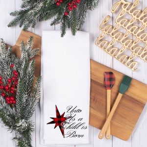 Unto Us a Child is Born Christmas Waffle Towel